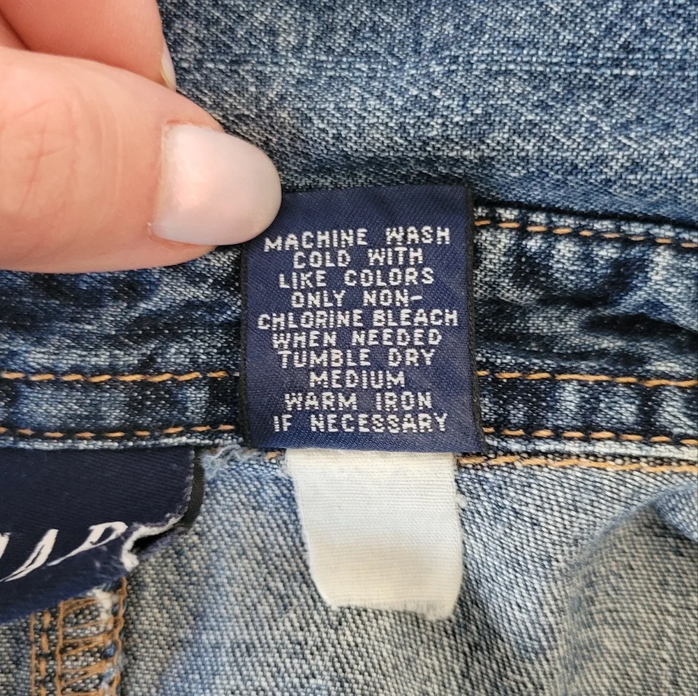 GAP vintage Y2K Denim Button/Snap down dress with Pockets sz 8 - Picture 2 of 6